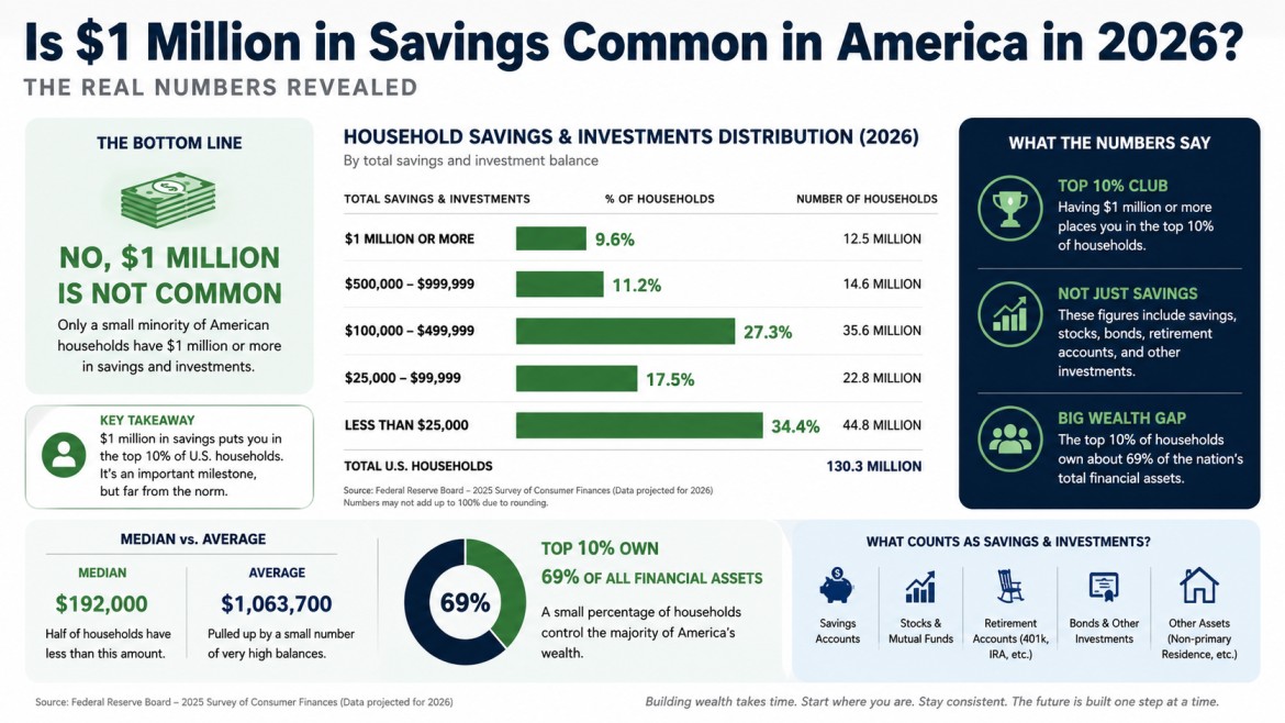 Is $1 Million in Savings Common in America in 2026? The Real Numbers Revealed